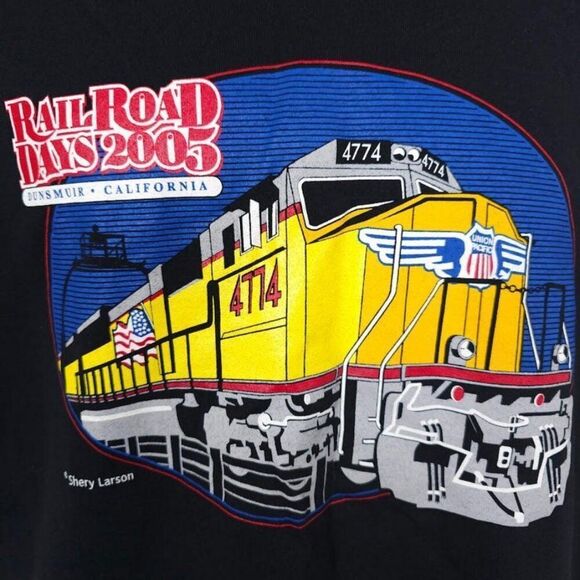 Vintage Railroad Days T Shirt Mens Size Medium Black Y2K 2005 Dunsmuir Train - Picture 2 of 6
